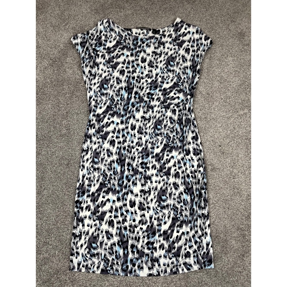 Boss Dress Womens M‎ L Leopard Animal Ruched Stretch Lined Classic Office Party